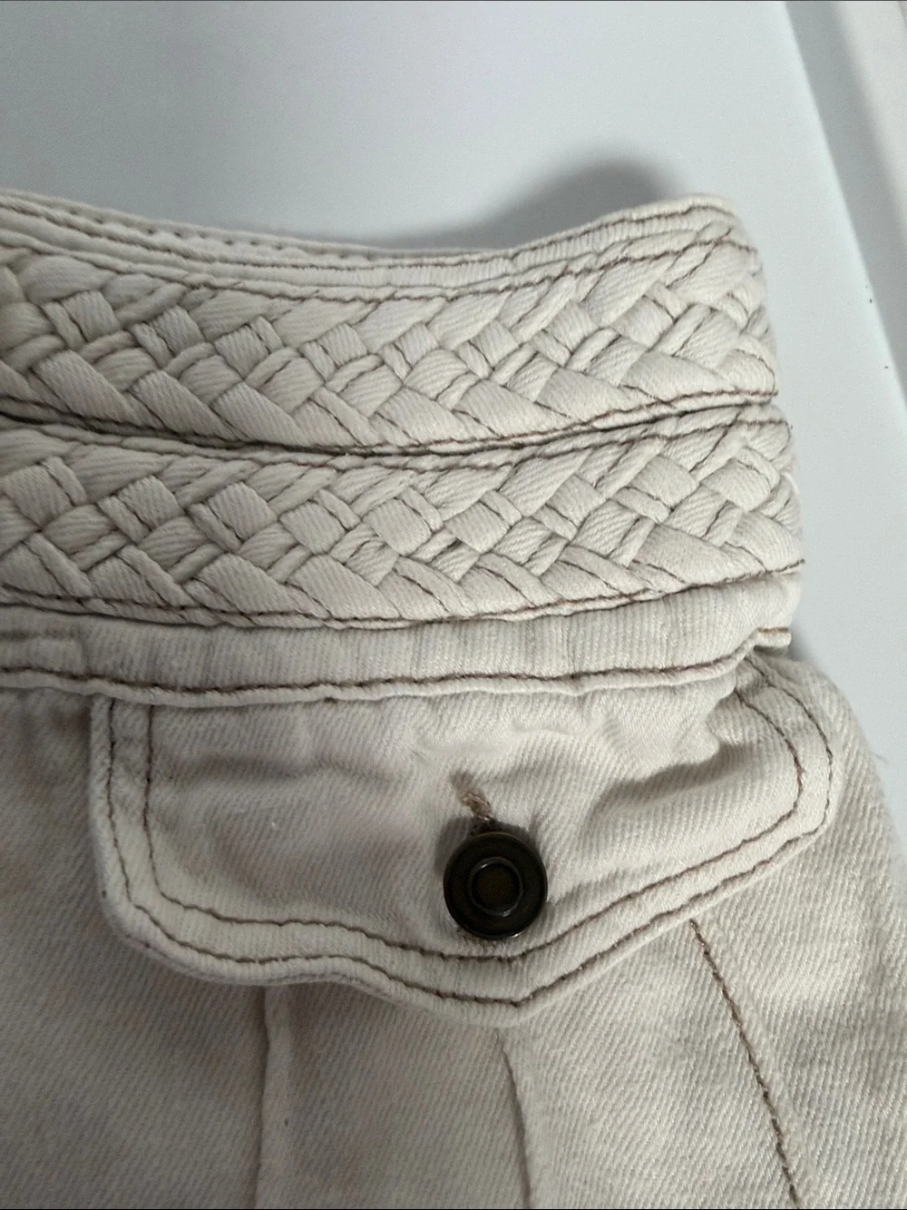 Free People Ivory High-Waist Mini Skirt Size 4 Boho Cotton Hemp Blend